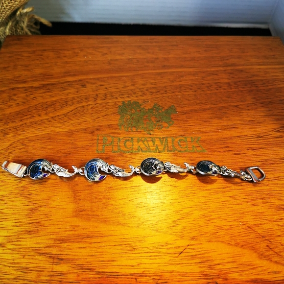 Mermaid and Wave Enamel on Silver Tone Bracelet - Picture 5 of 16